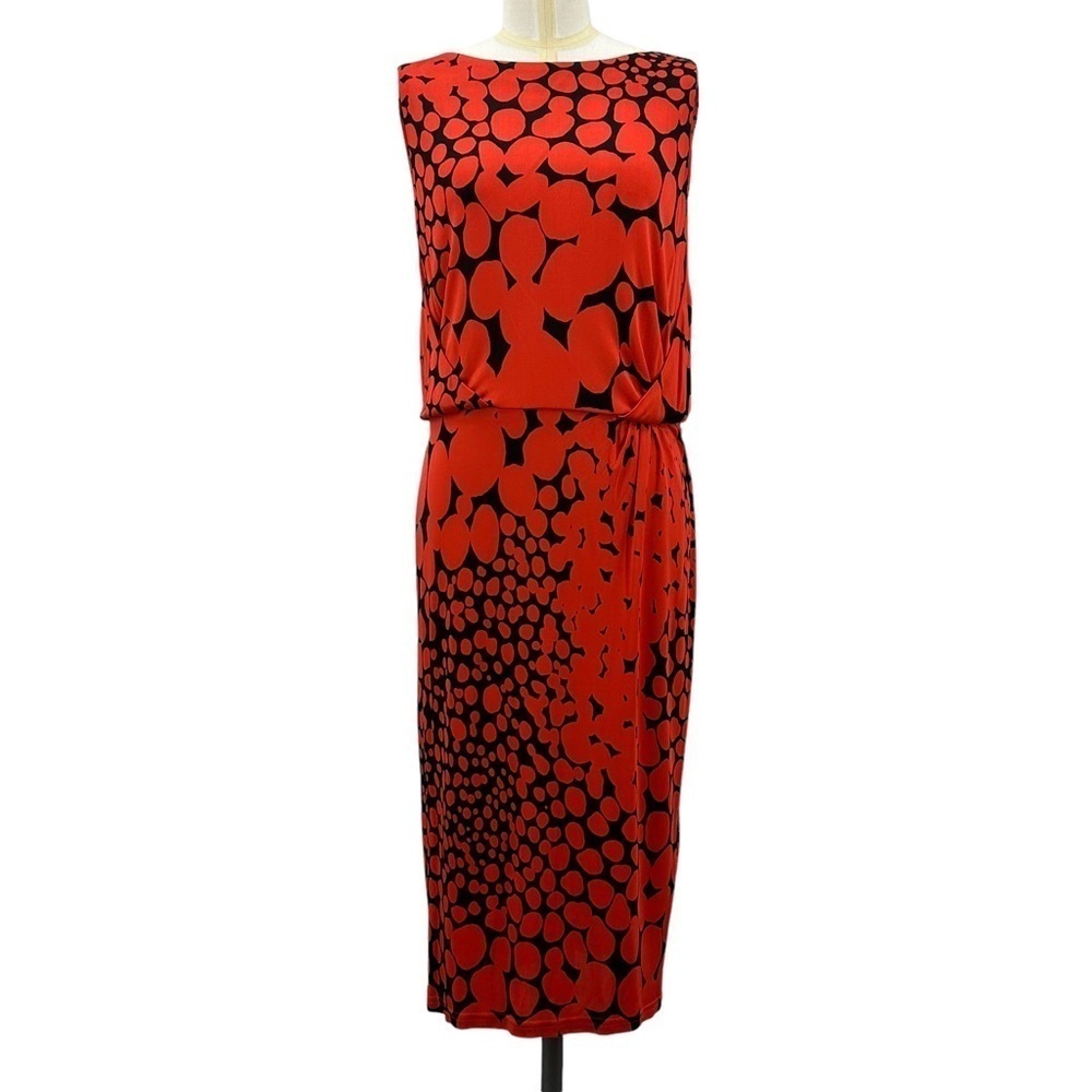 LK Bennett Red and Black Midi Dress